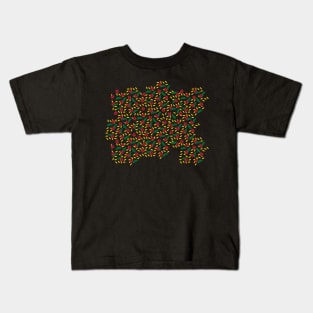 Red Black Ladybug and Green Yellow Leaves Pattern Kids T-Shirt